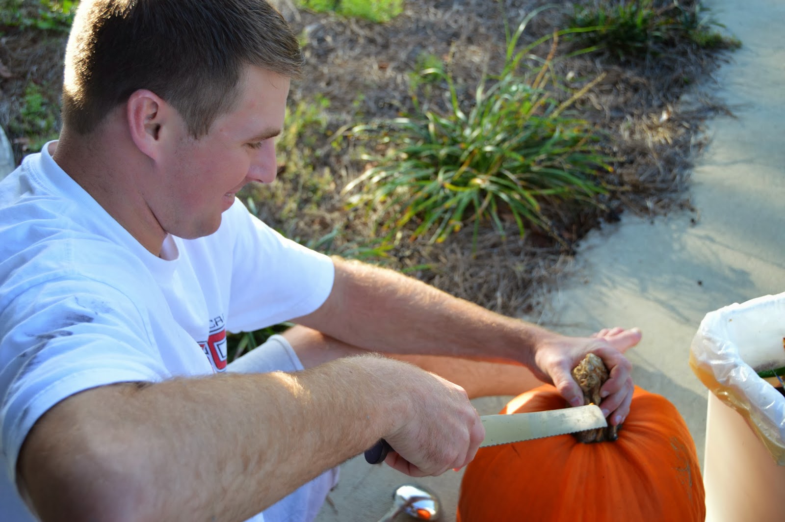 Carving our Pumpkin