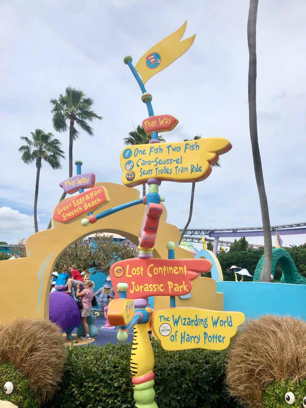 first time at universal studios orlando 
 Seuss Landing islands of adventure