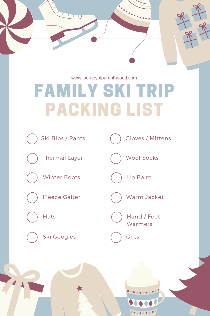 family ski trip packing list