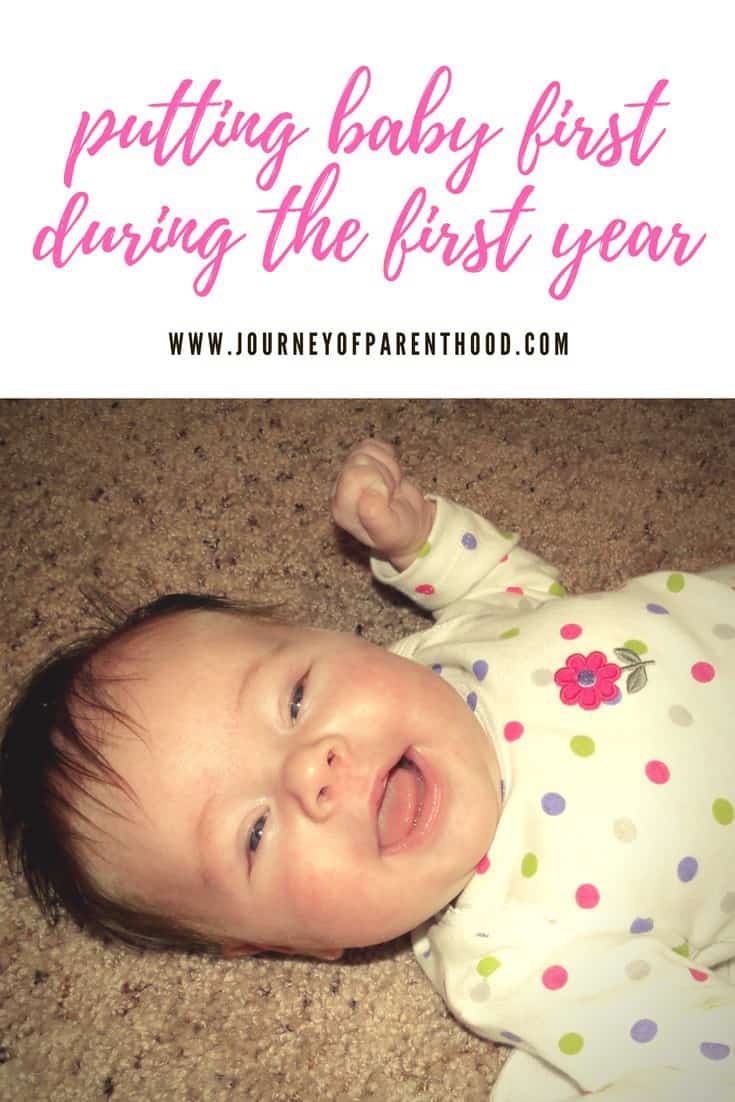 pinterest image putting baby first during the first year