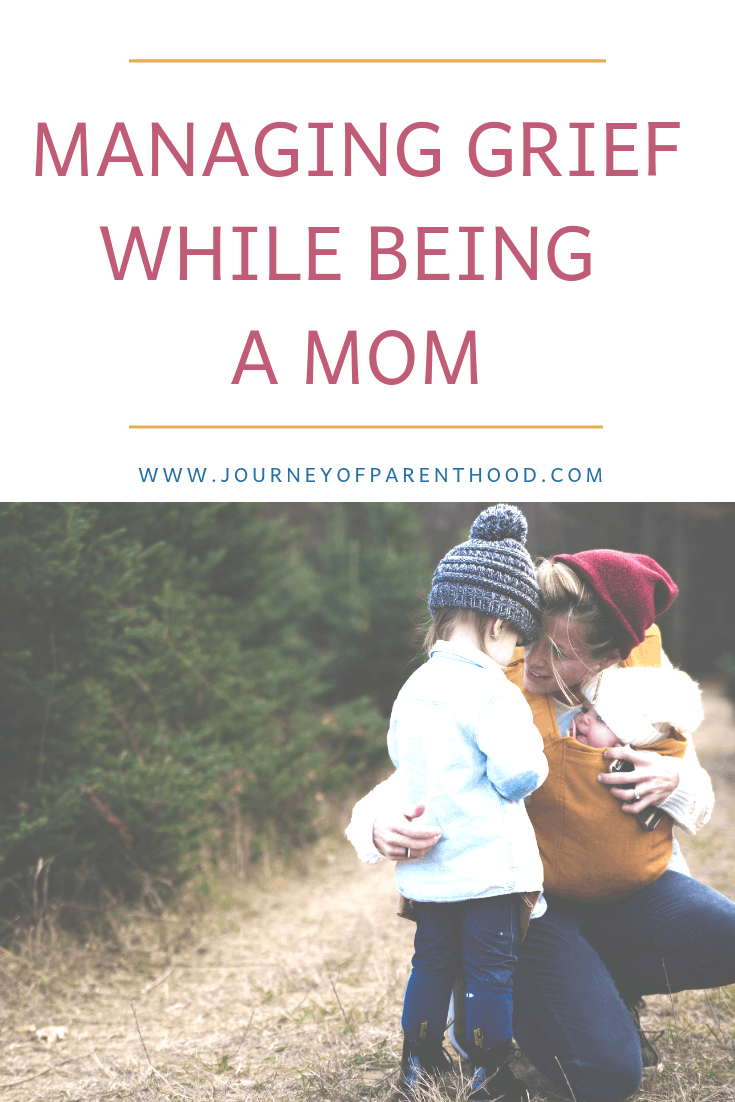 pinable image: managing grief while being a mom, wrestling with grief in motherhood