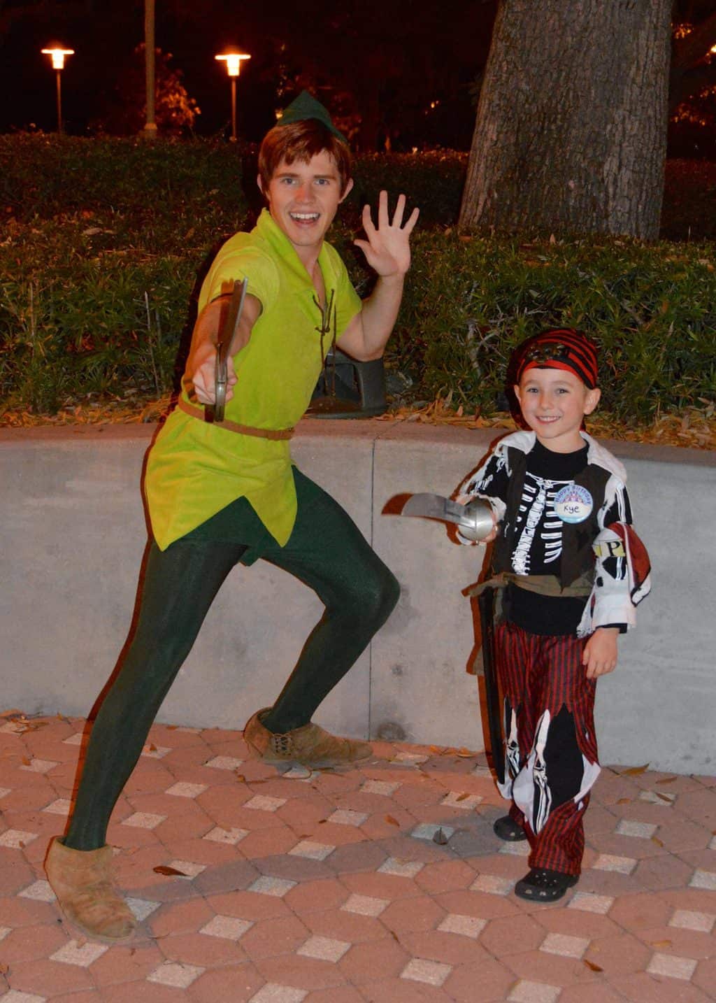 child in pirate costume with Peter Pan