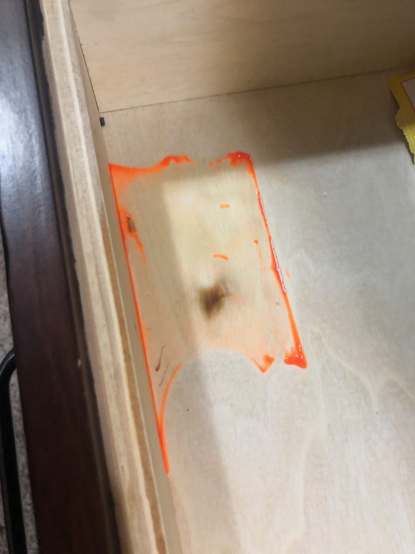 slime inside drawer