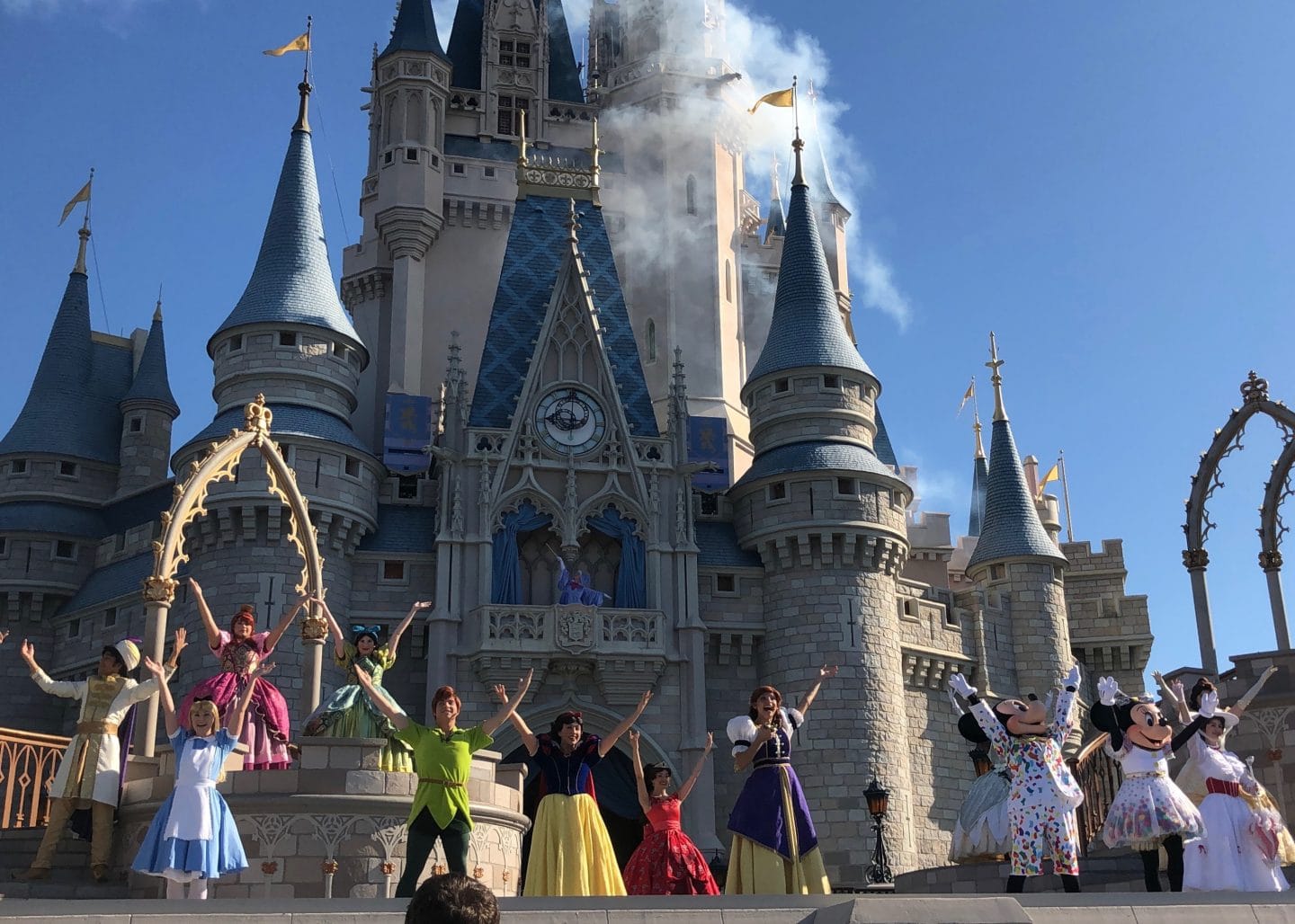 morning show at cinderella's castle magic kingdom disney 