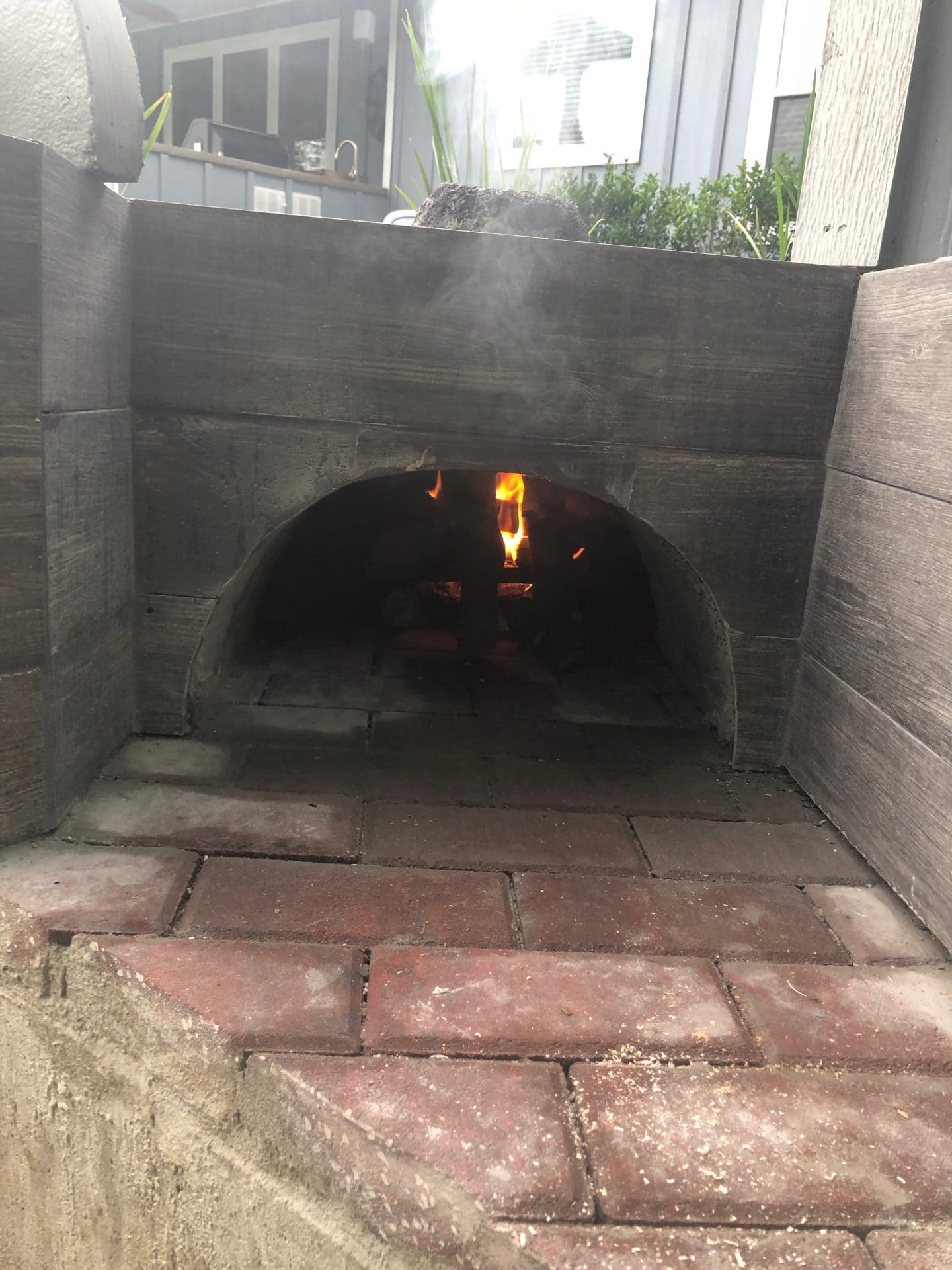 outdoor pizza oven and pool