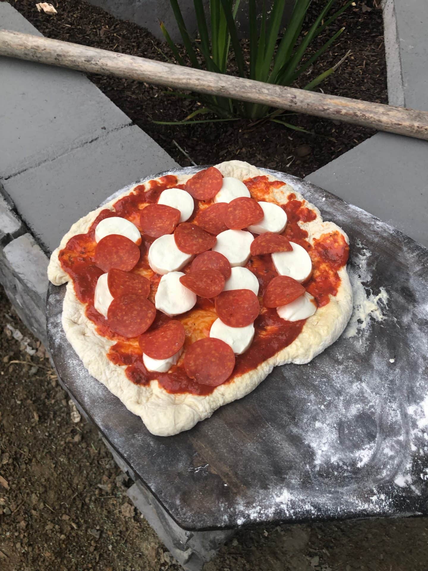 outdoor pizza oven and pool