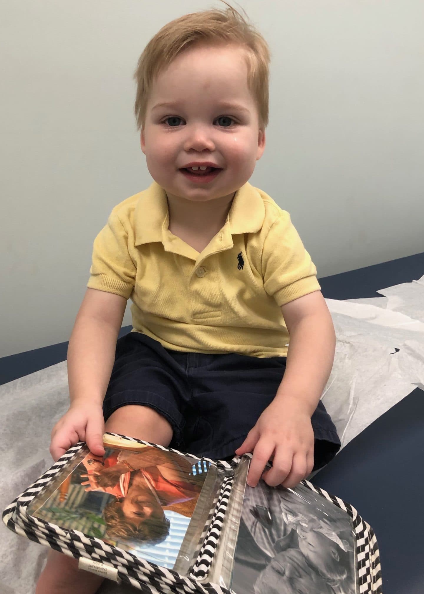 happy toddler at doctor