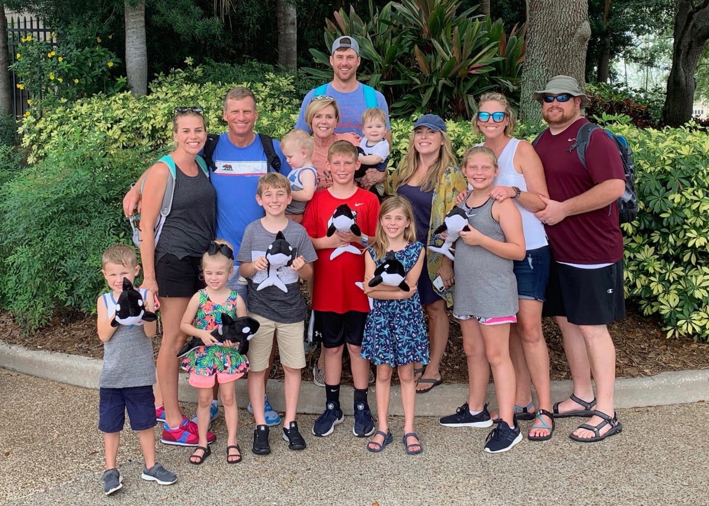 large family visiting sea world Orlando