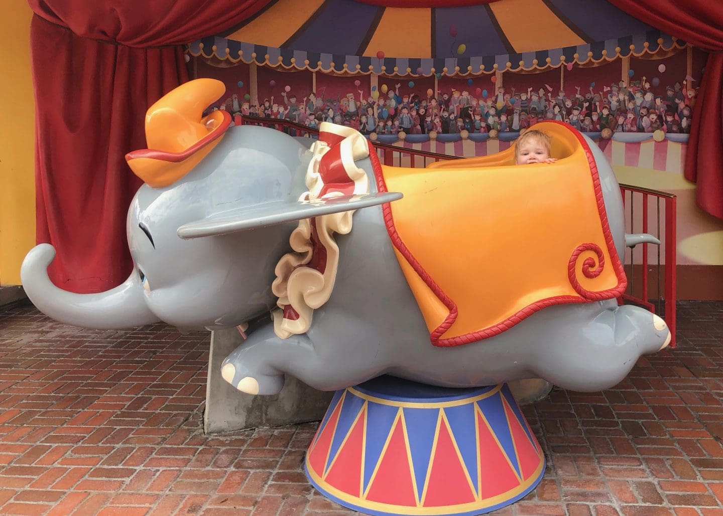 dumbo at magic kingdom fantasyland at Disney World with toddler