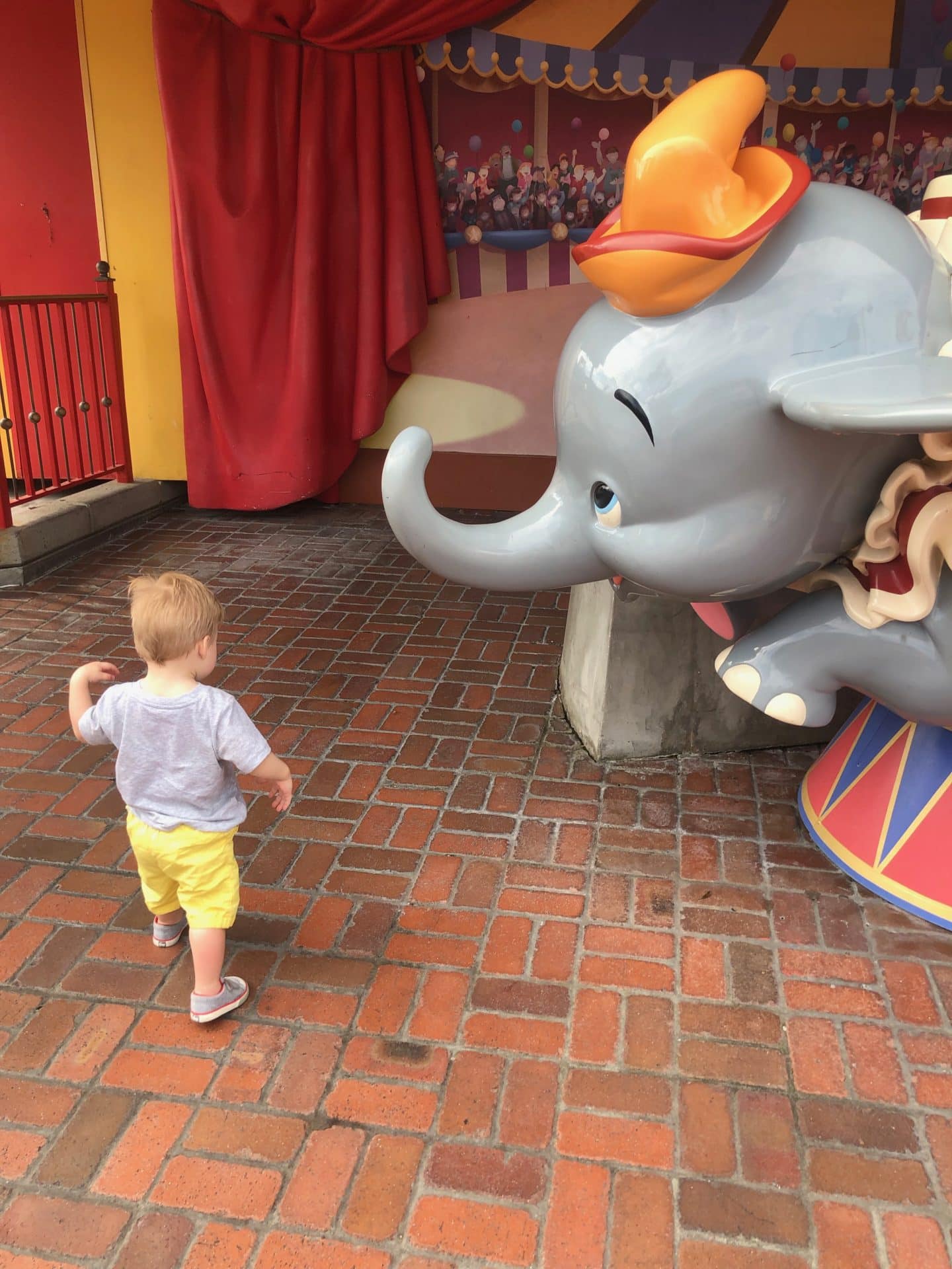 dumbo at magic kingdom fantasyland at Disney World with toddler