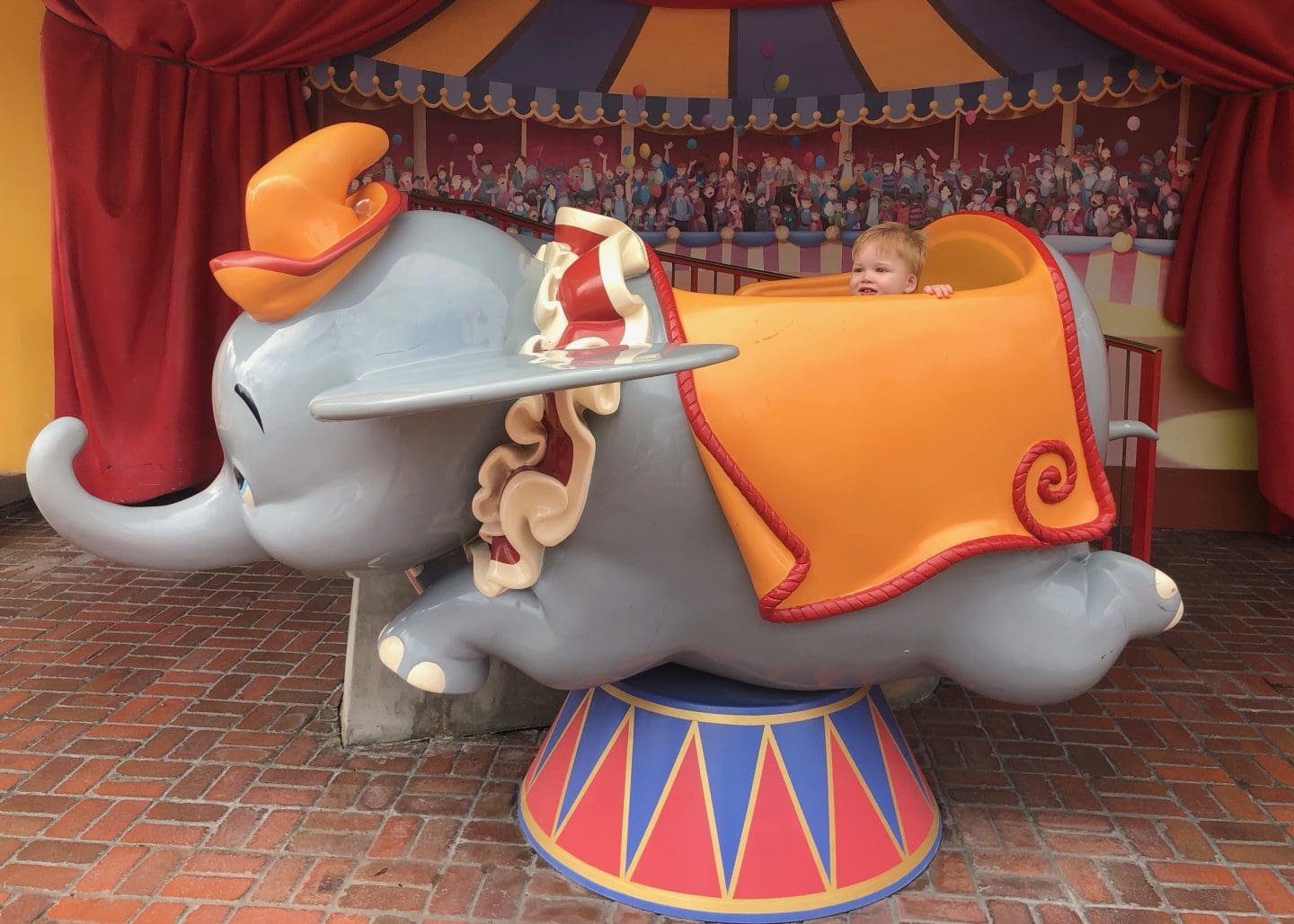 dumbo at magic kingdom fantasyland at Disney World with toddler