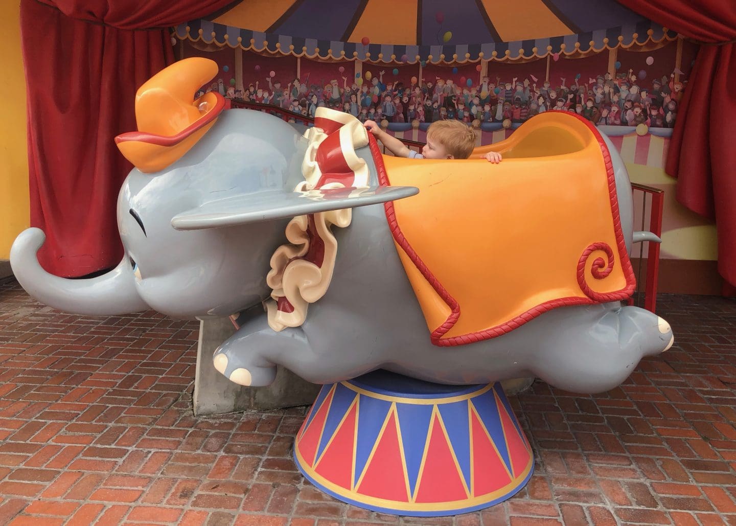 dumbo at magic kingdom fantasyland at Disney World with toddler