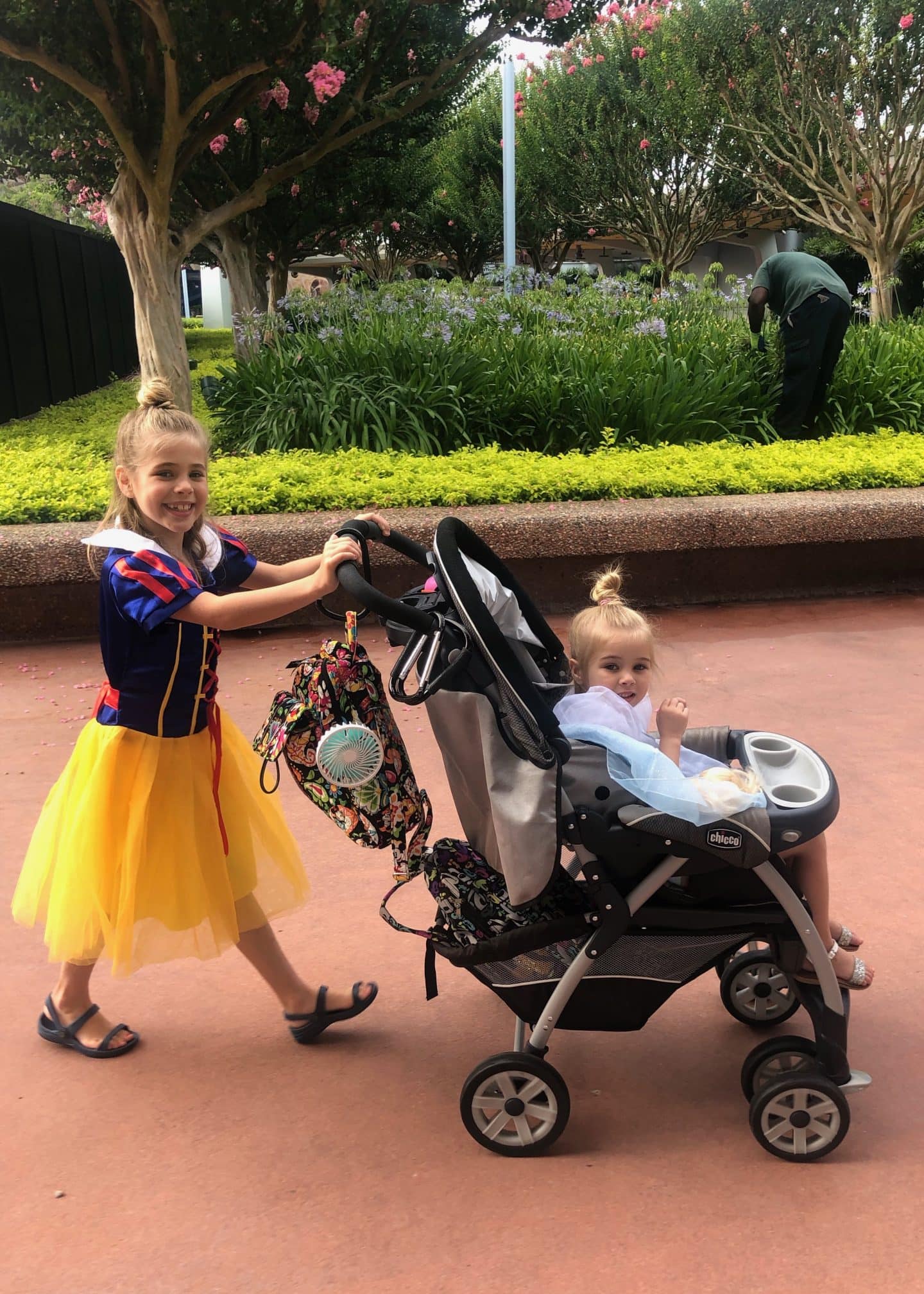 girls in princess dresses at Epcot