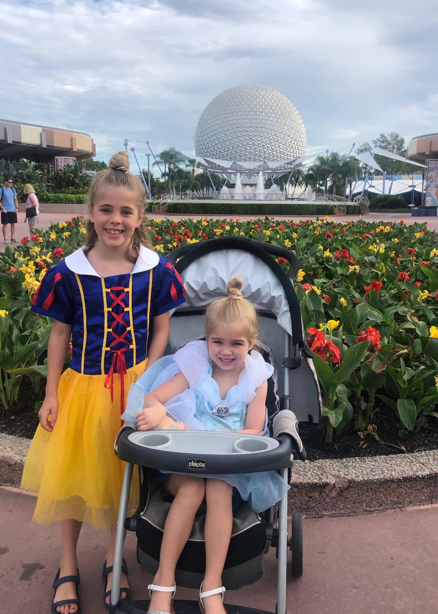 girls in princess dresses at Epcot