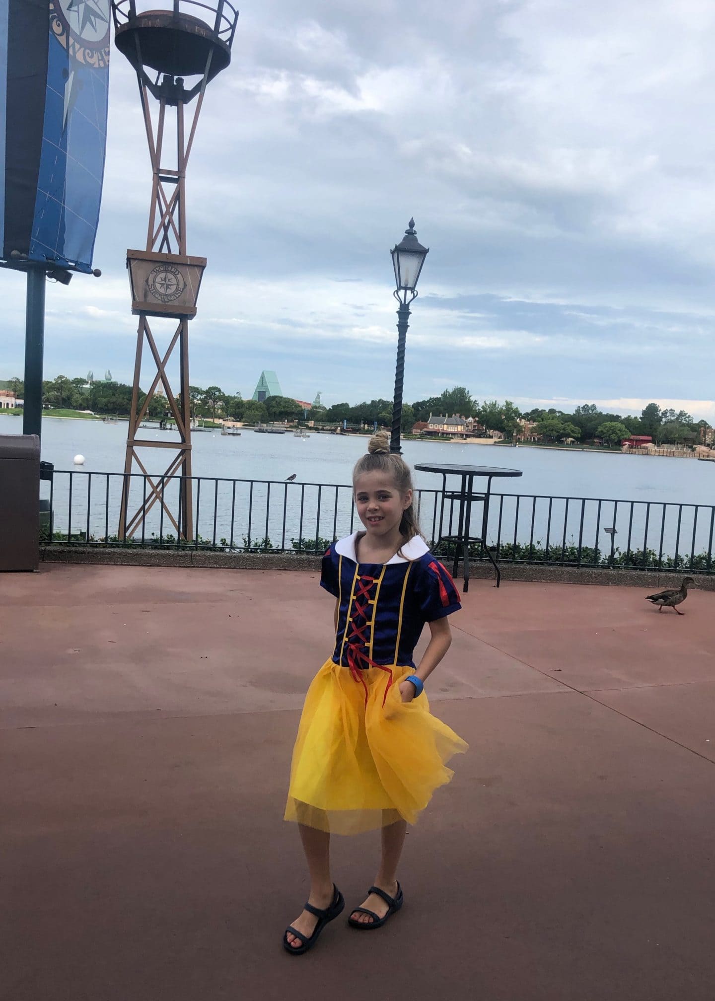 girls in princess dresses at Epcot