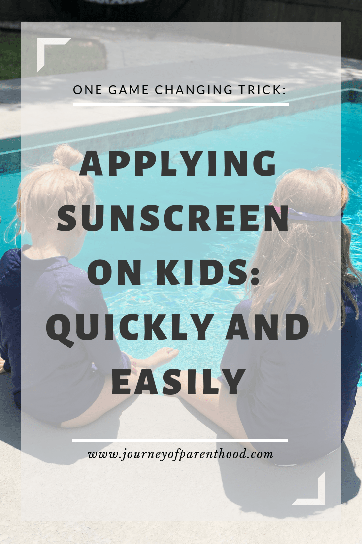 Two girls sitting by the pool: one game changing trick for applying sunscreen on kids quickly and easily