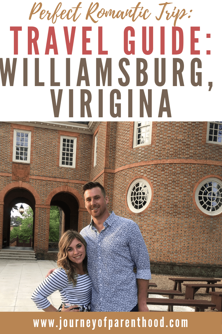 husband and wife at capitol building in Colonial Williamsburg 