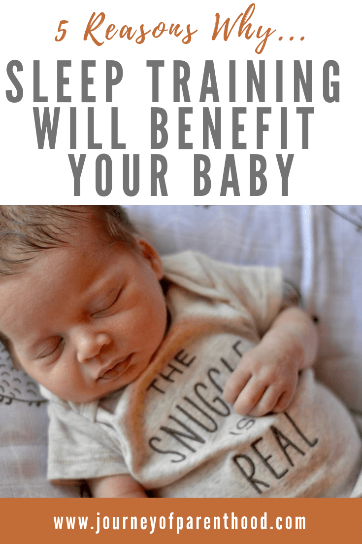 Baby Sleeping - Text Reads "5 Reasons Why Sleep Training Will Benefit Your Baby