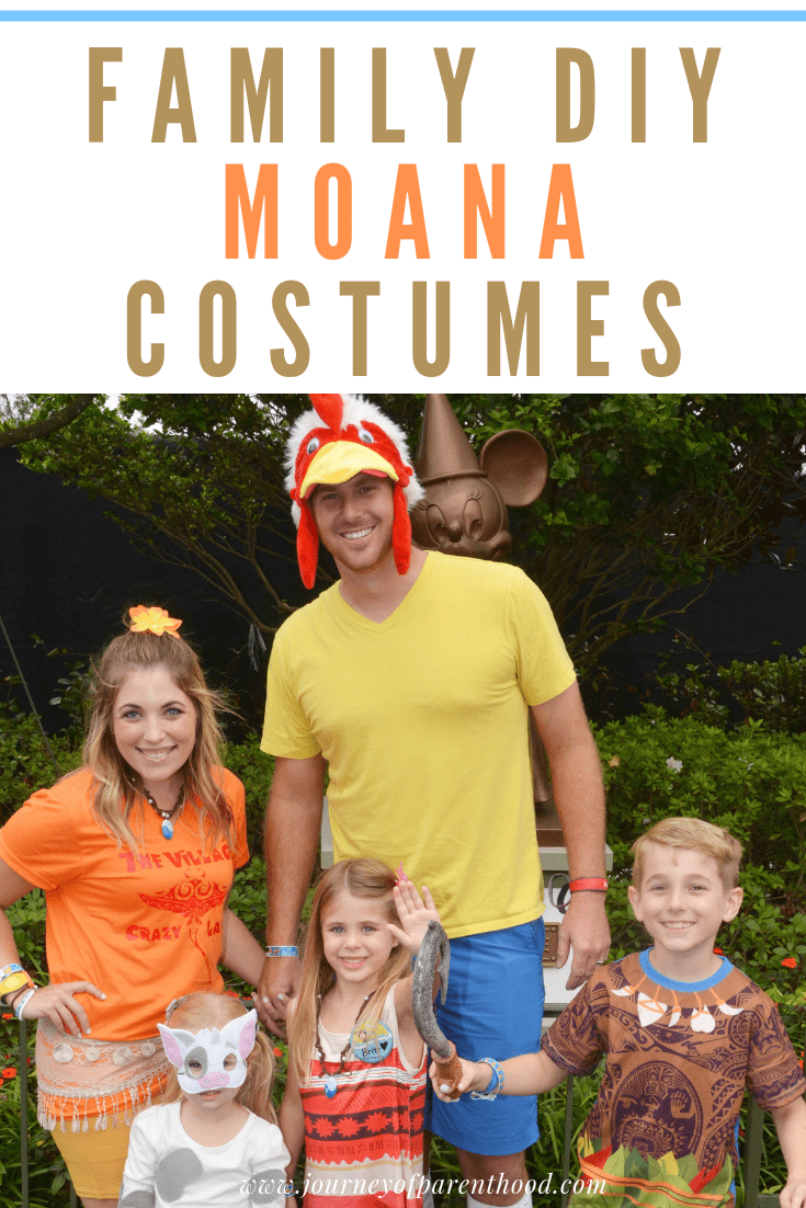 family dressed up in Moana theme for halloween moana family costumes