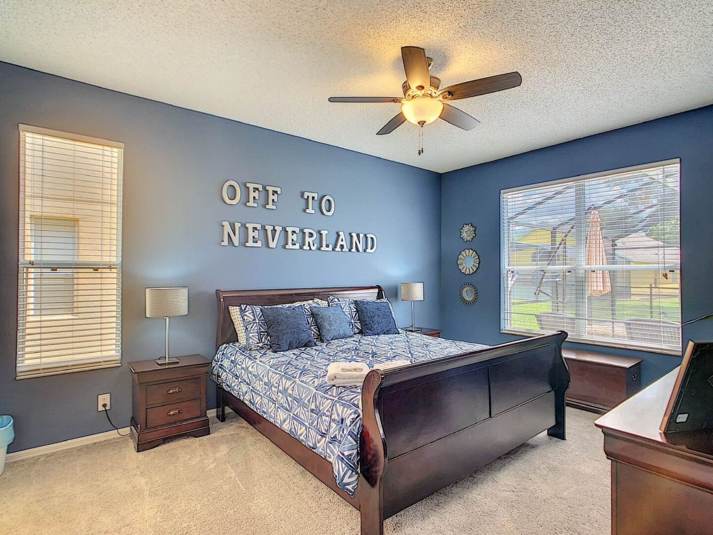 master bedroom in disney vacation rental home