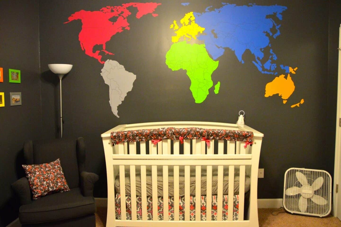 modern travel themed gender neutral nursery