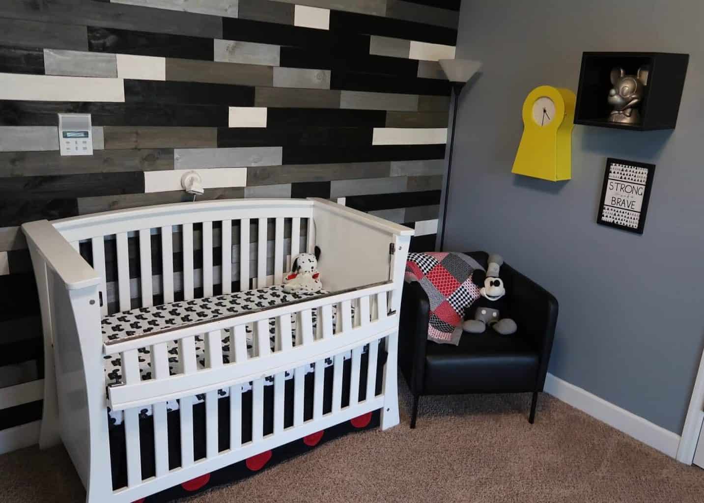 modern Mickey Mouse themed boy nursery