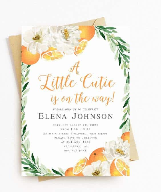 little cutie baby shower invite 