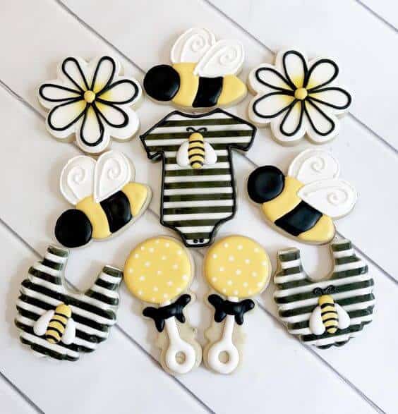 honey bee shower cookies