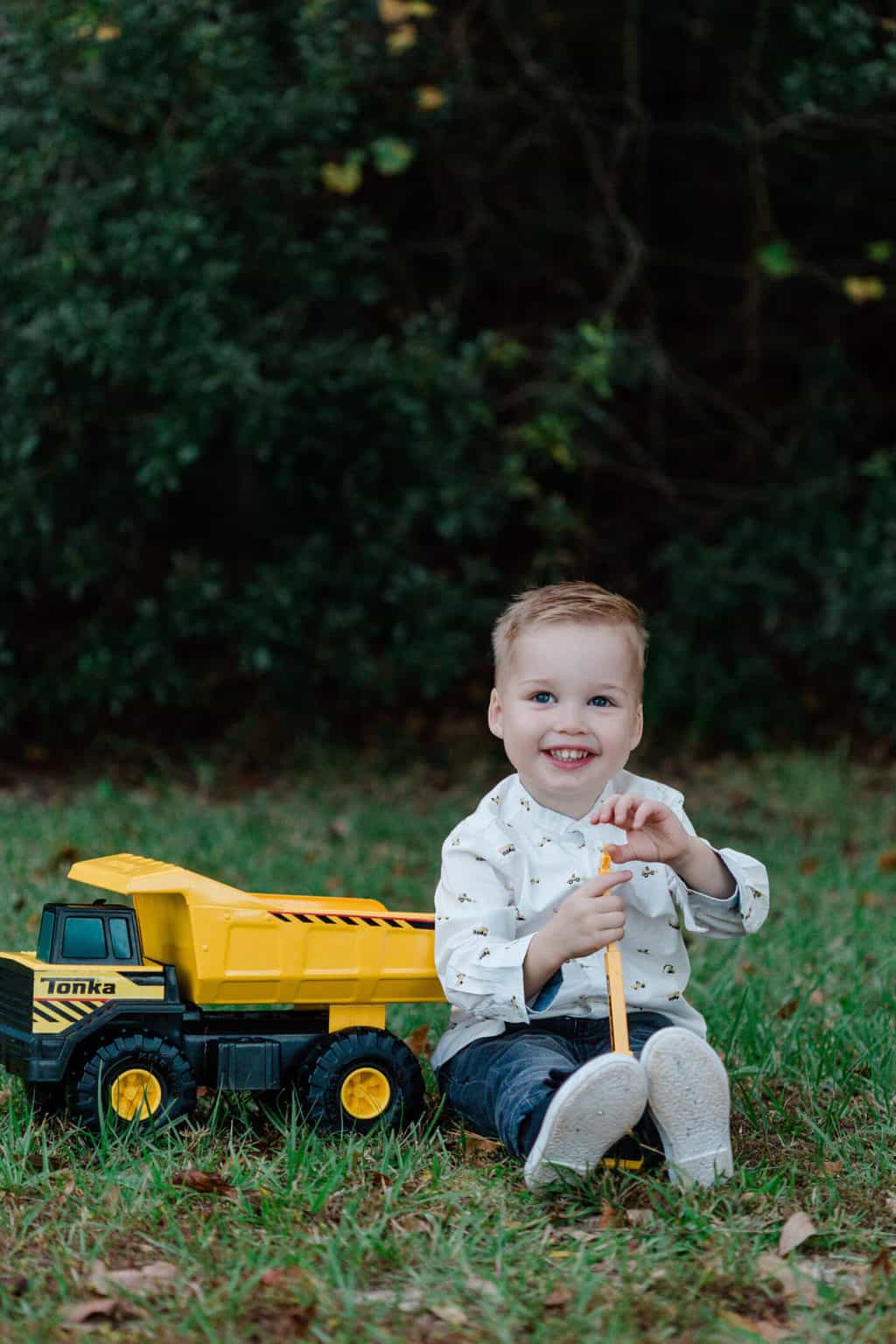 toddler boy with dump truck - Best Summer Family Photo Ideas