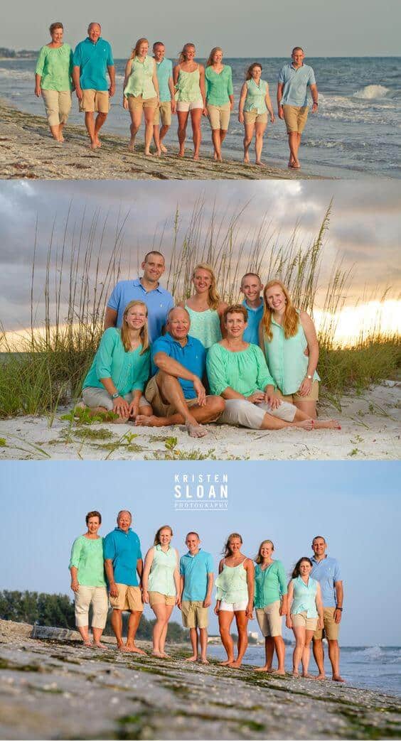 bright colors for family photos at beach