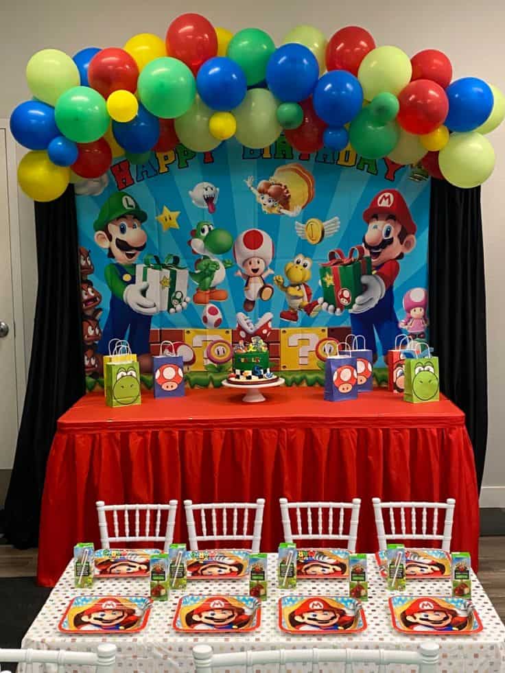 kids birthday party ideas super mario brothers theme video games luigi nintendo