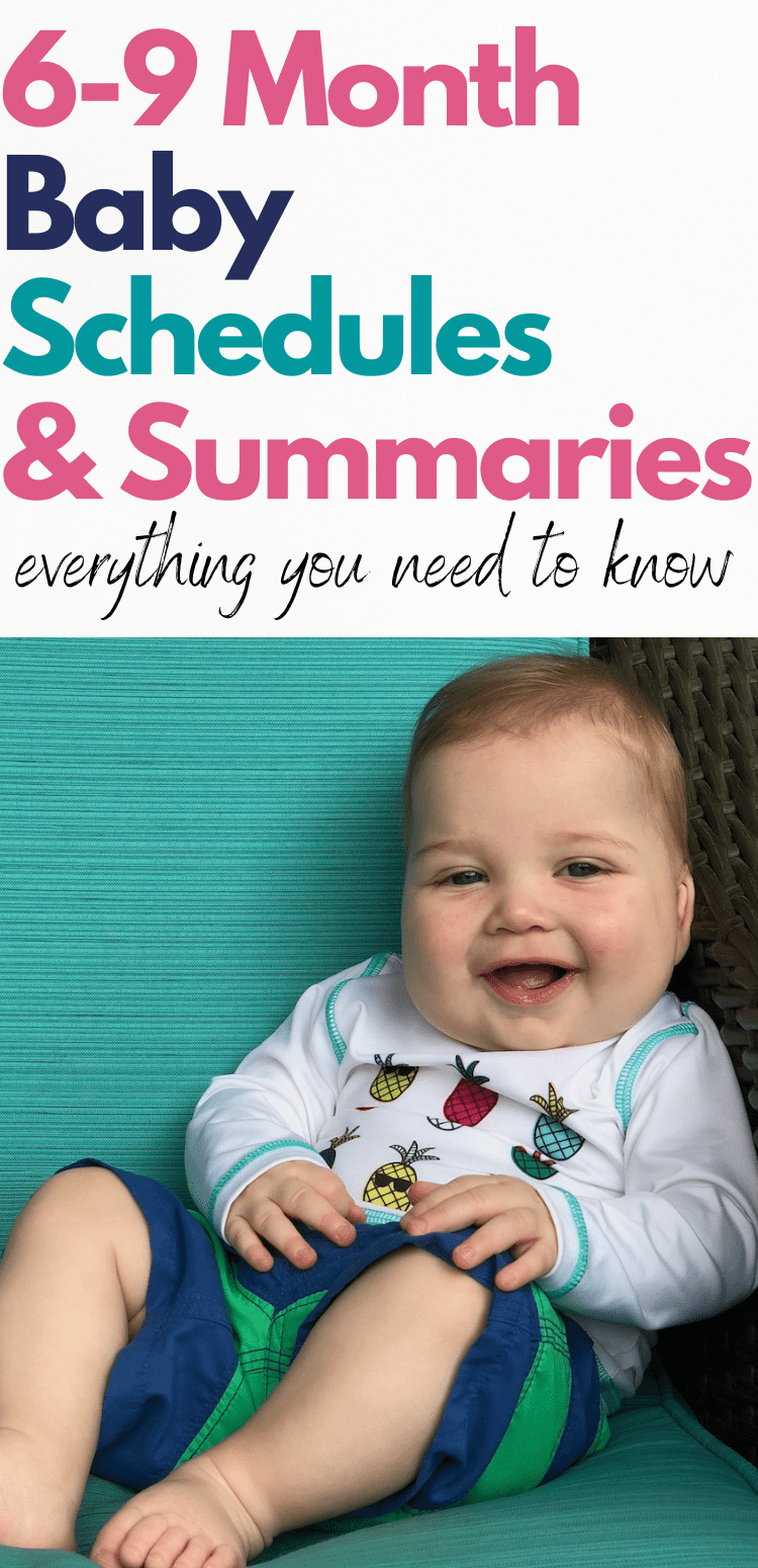 Here's what you can expect from months six to nine with a baby: sample summaries and sleep schedules from 6 months up to 9 months!