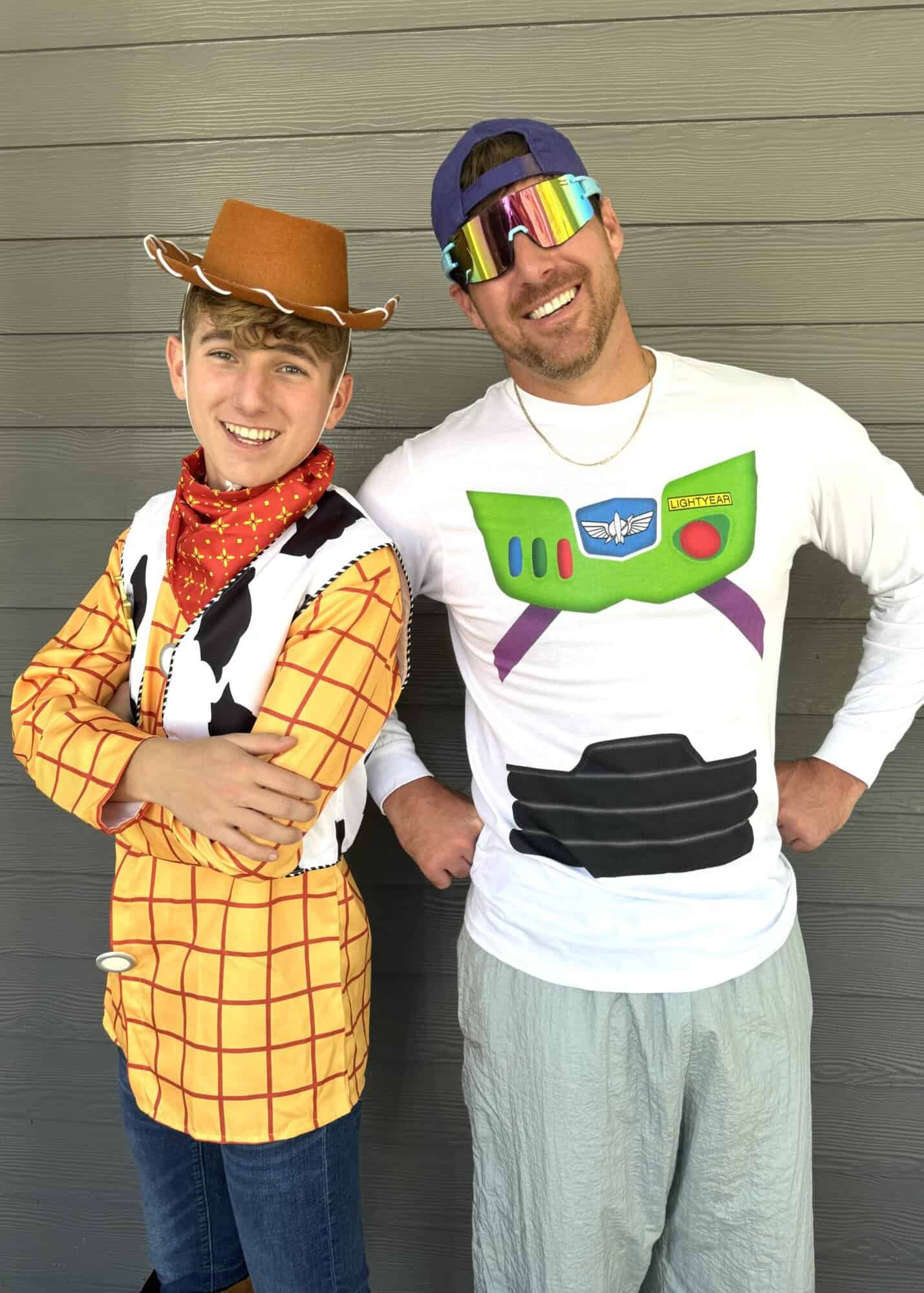 diy toy story family costumes - buzz and woody